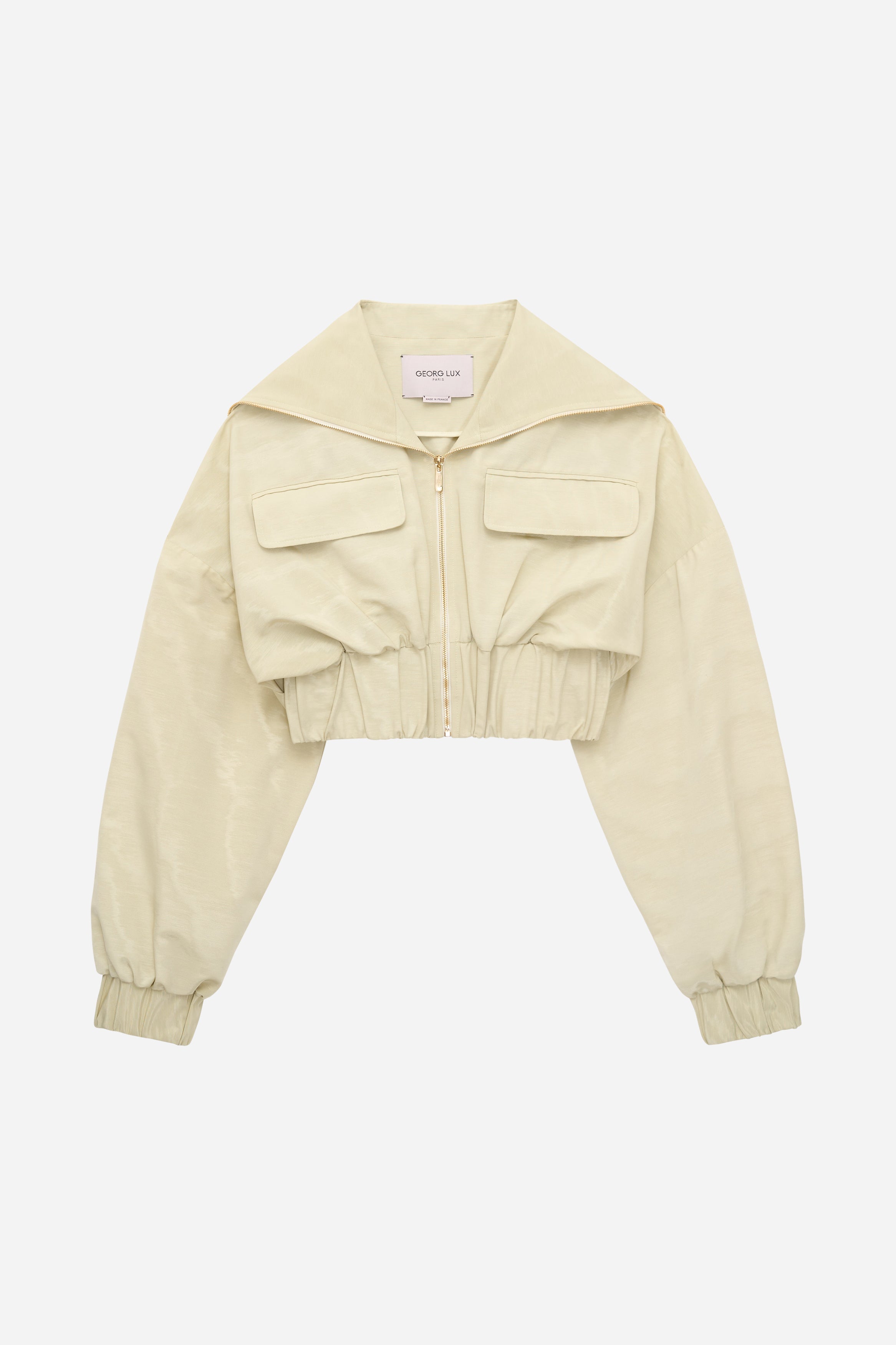BLOUSON À COL VAREUSE EN MOIRE
