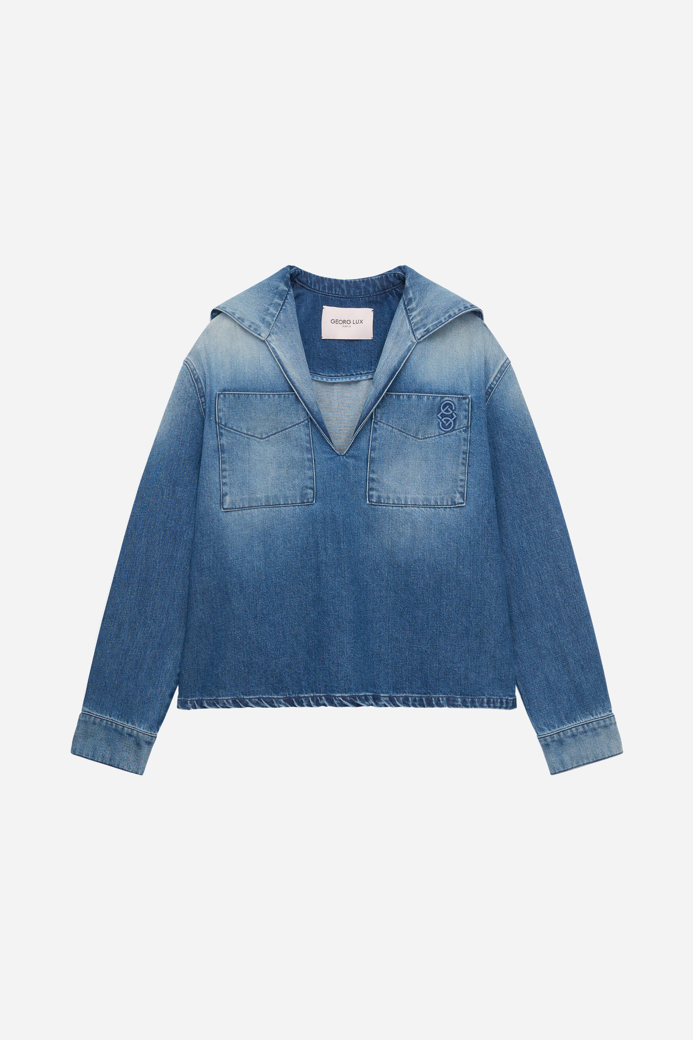 HAUT À COL VAREUSE EN DENIM
